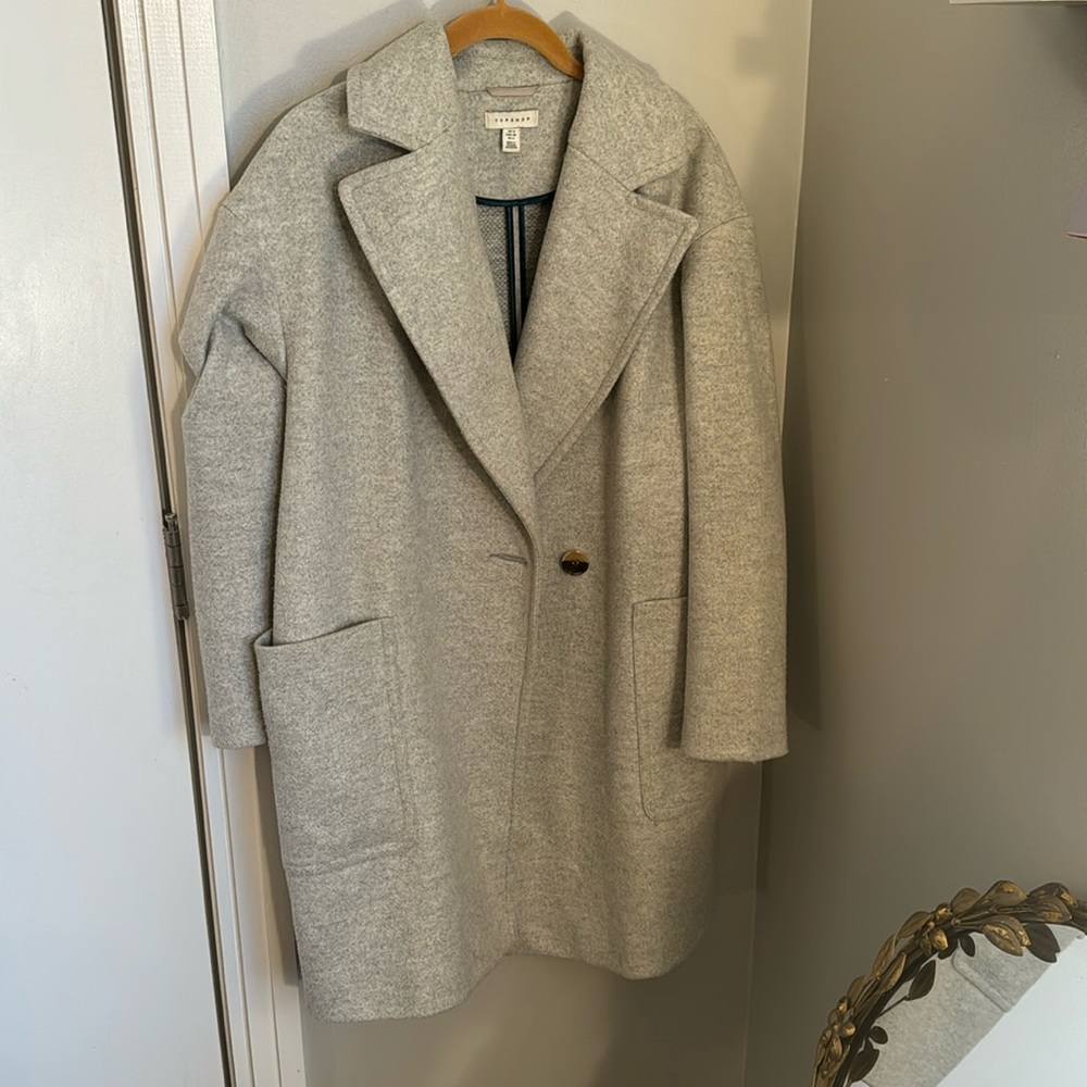 Topshop light grey pea coat